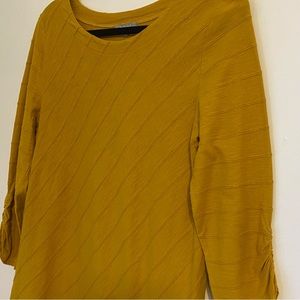 Habitat TUCK PLEAT ASYMMETRICAL TOP Elbow Sleeve OCHRE Mustard Yellow Small EUC